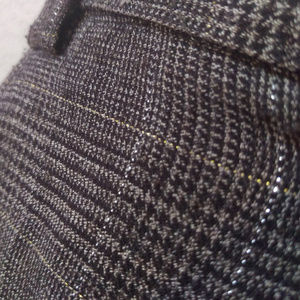 Brown plaid pants w gold & silver threads 16